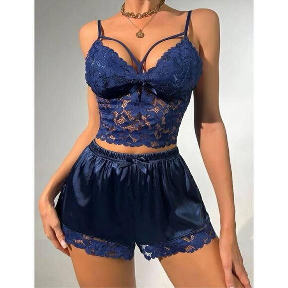 Sexy Push Up Lace Cami Shorts Lingerie Set - Picture 7 of 9